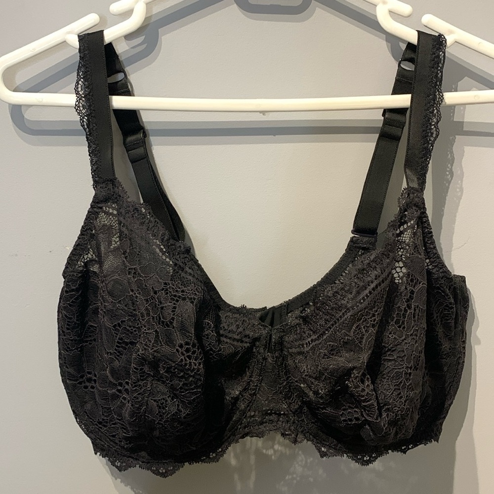 Semi Sheer Black Lace Bra